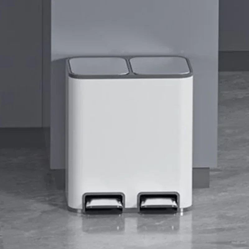 Trash Can 9L+9L Lid Double Kitchen Large Trash Bin Bathroom Bedroom Toilet Stainless Steel Litter Bins Garbage Cube with Pedal