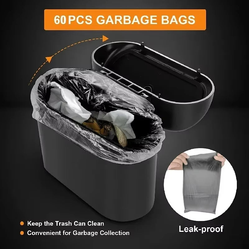Car Trash Can (with Lid) Contains Garbage Bags, Small Car Trash Can, Leak-proof Mini Car Accessories