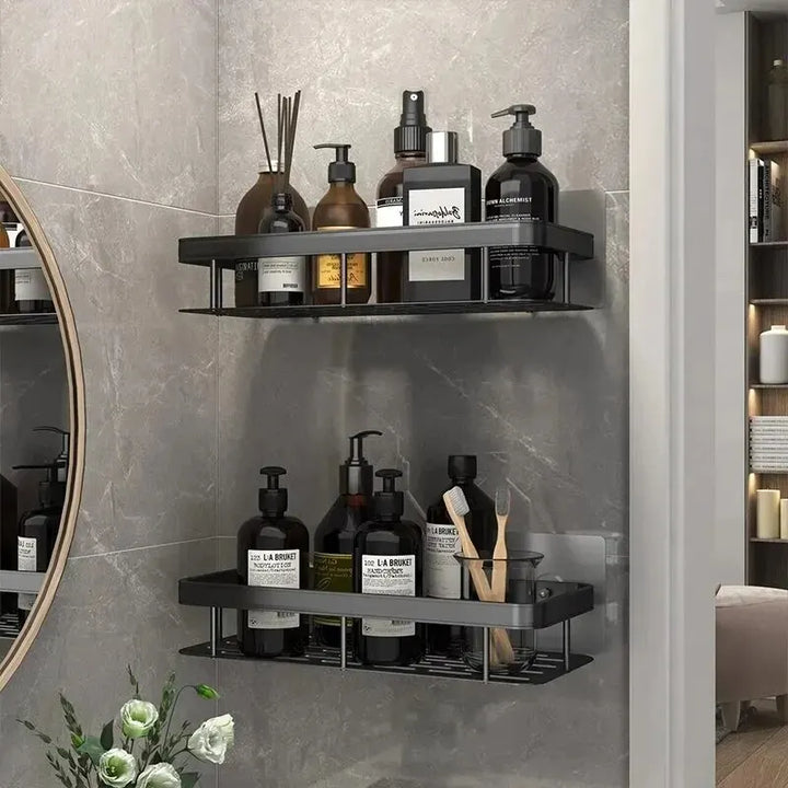 No-Drill Bathroom Storage Shelf