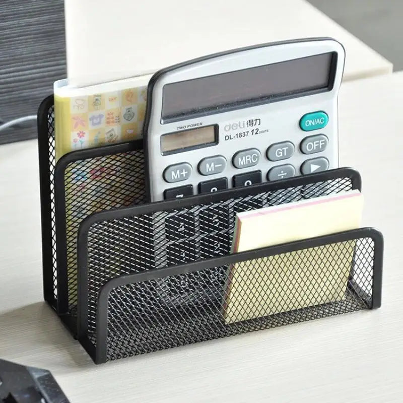 Desk Mail Organizer, 2 Pack Office Small Letter Sorter Desktop File Organizer Metal Mesh With 3 Vertical Upright Compartments