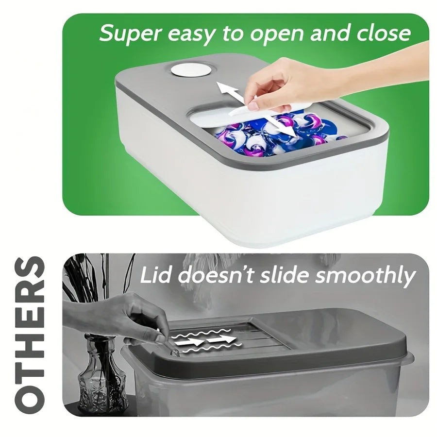 Laundry Pod Container with Slide Lid Laundry Pod Storage Container for Laundry Room Container Organization Great as Laundry