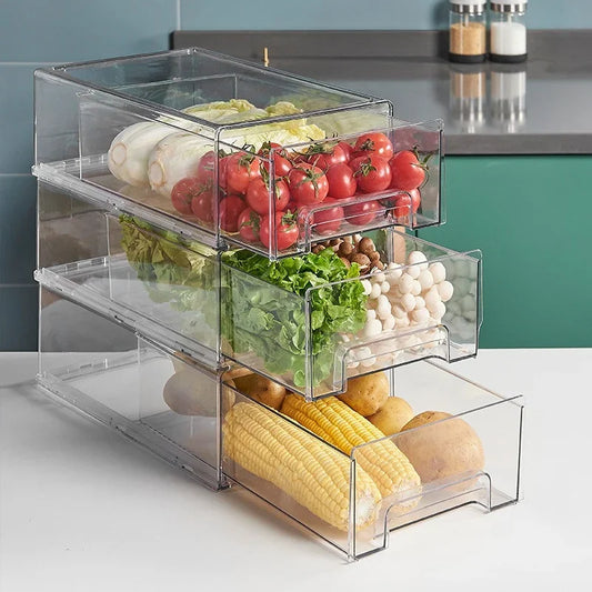 Kitchen Refrigerator Sorting Organizer Drawer type Storage box Food Fresh-keeping box Stackable Egg box Vegetable Storage box