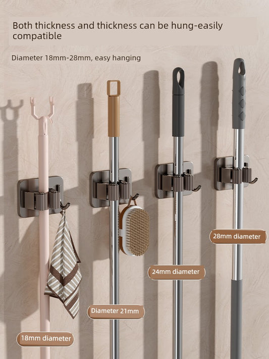 Mop Hook Punch-free Bathroom Storage Artifact Sticky Hook Broom Rack Strong Adhesive Wall Hanging Mop Clip