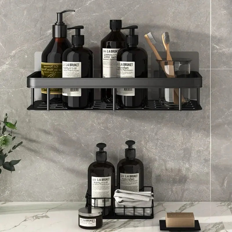No-Drill Bathroom Storage Shelf