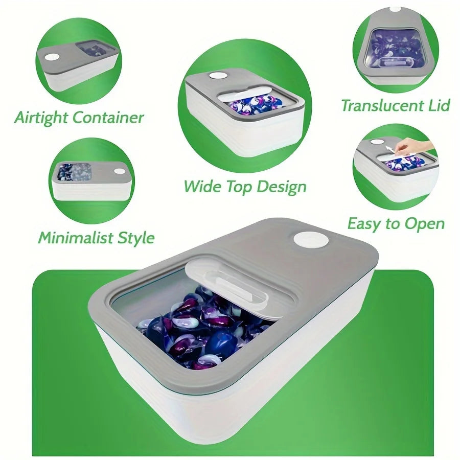 Laundry Pod Container with Slide Lid Laundry Pod Storage Container for Laundry Room Container Organization Great as Laundry