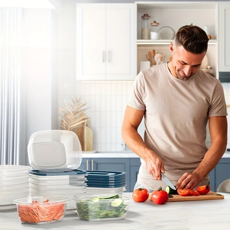 10 Sets of Food Preservation Boxes, Stackable and Sealed Storage, Rectangular Design Saves Space, Durable and Reusable Materials