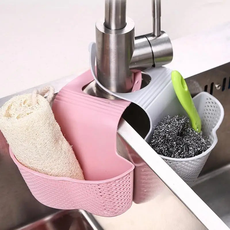 NEW!Sink Draining Hanging Basket Adjustable Kitchen Accessories Sink Bag Soap Sponge Shelf Faucet Holder For Bathroom