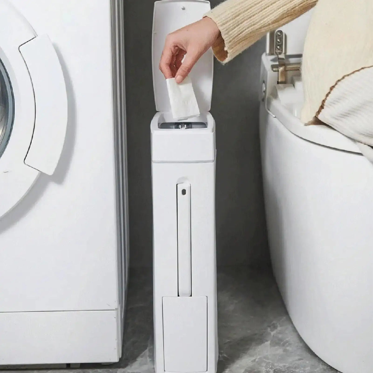 Space-Saving Bathroom Trash Can