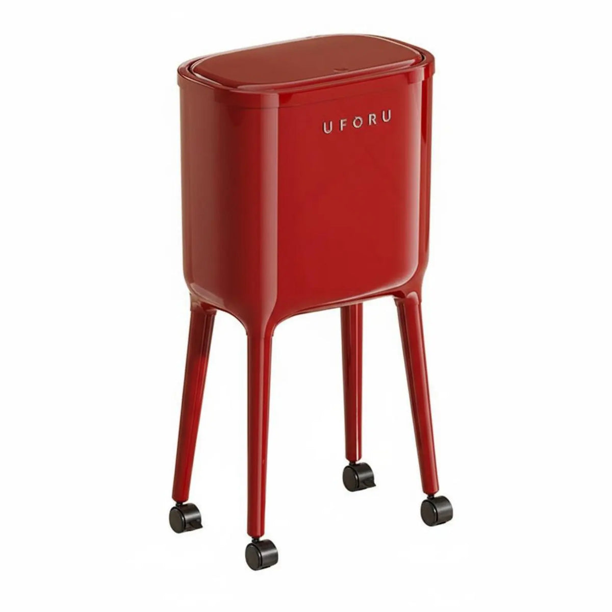 Trash Can with Wheels Large Capacity Press Top Garbage Can Rolling Kitchen Garbage Bin No-Bend Design Slim Kitchen Waste Basket