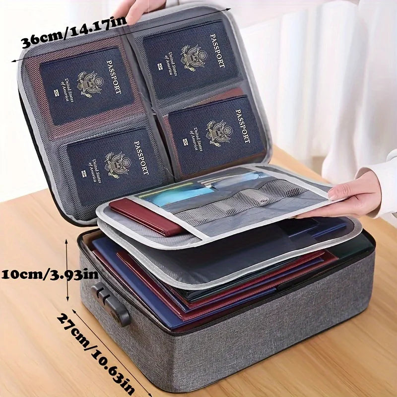 Document Organizer with Lock, Upgraded Heat Insulated Fireproof＆Water-Resistant Box 8 Layers File Organizer, Home Safe Storage