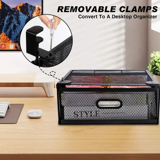 Under Desk Drawer Storage Organizer Desktop Organizer Slide Out Desk Hanging Drawer Storage Basket for Office Desks Kitchen