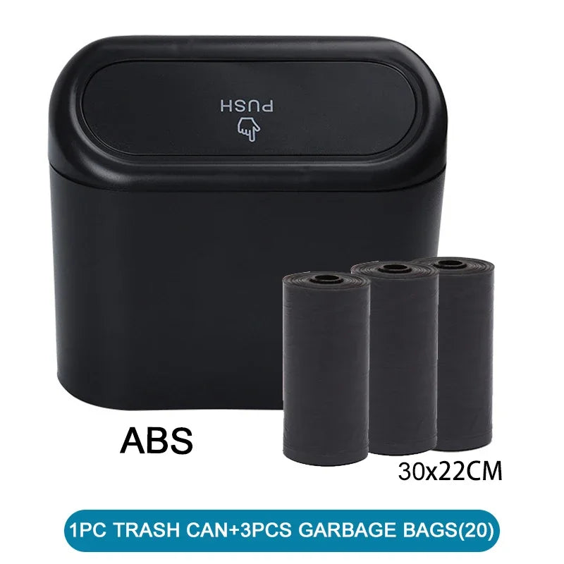 Car Trash Can (with Lid) Contains 60 (300) Garbage Bags, Small Car Trash Can, Leak-proof Mini Car Accessories