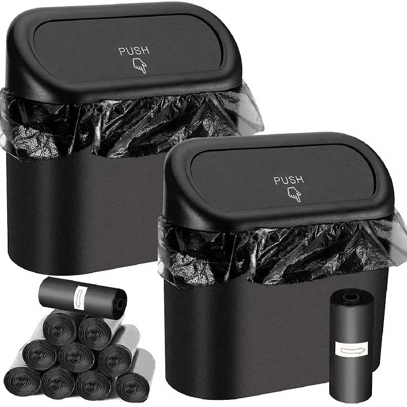 Car Trash Can (with Lid) Contains Garbage Bags, Small Car Trash Can, Leak-proof Mini Car Accessories