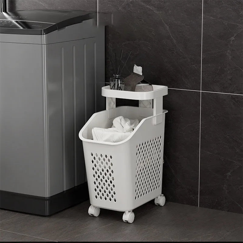 Laundry Storage Basket Multilayer Dirty Clothes Hamper Laundry Trolley With Wheels For Daily Household Bathroom Bedroom Supplies
