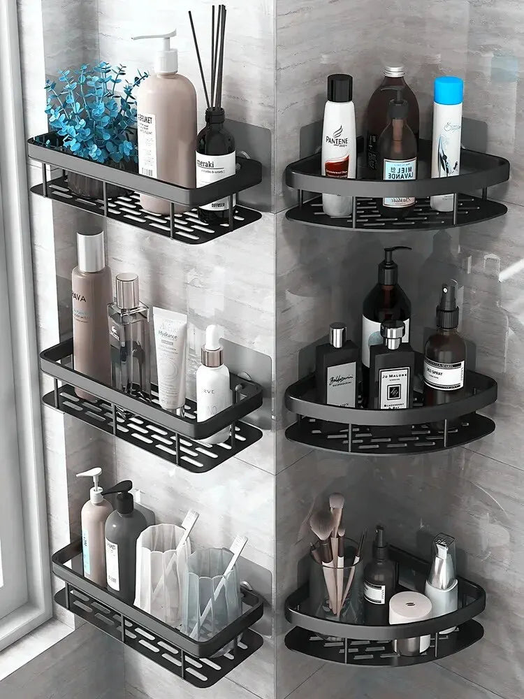 No-Drill Bathroom Storage Shelf