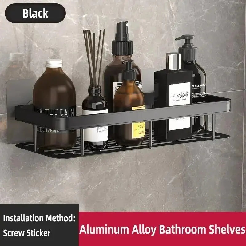 No-Drill Bathroom Storage Shelf
