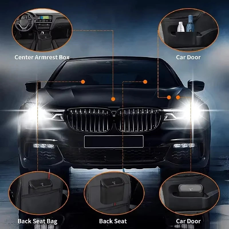 Car Trash Can (with Lid) Contains Garbage Bags, Small Car Trash Can, Leak-proof Mini Car Accessories