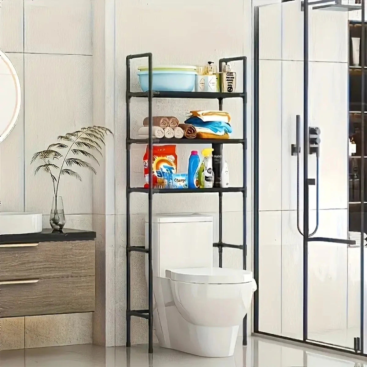 Toilet storage rack, kitchen, bathroom, floor-standing toilet storage shelf, bathroom storage rack, toilet stand
