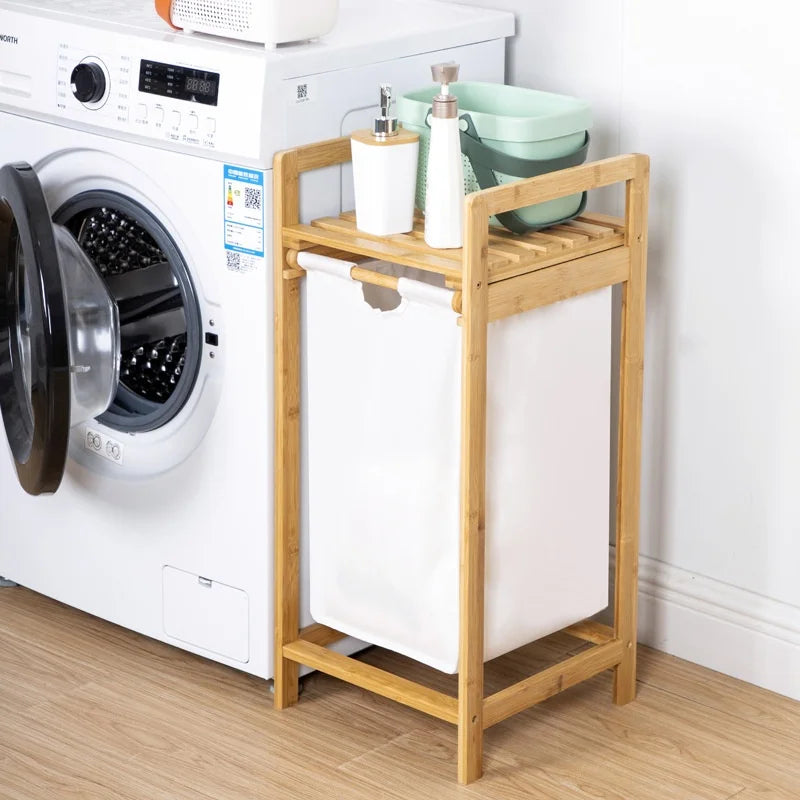 Laundry Basket Large Capacity Storage Basket Multifunctional Basket Storage Bag For Dirty Clothes Wooden Storage Shelf Home Use