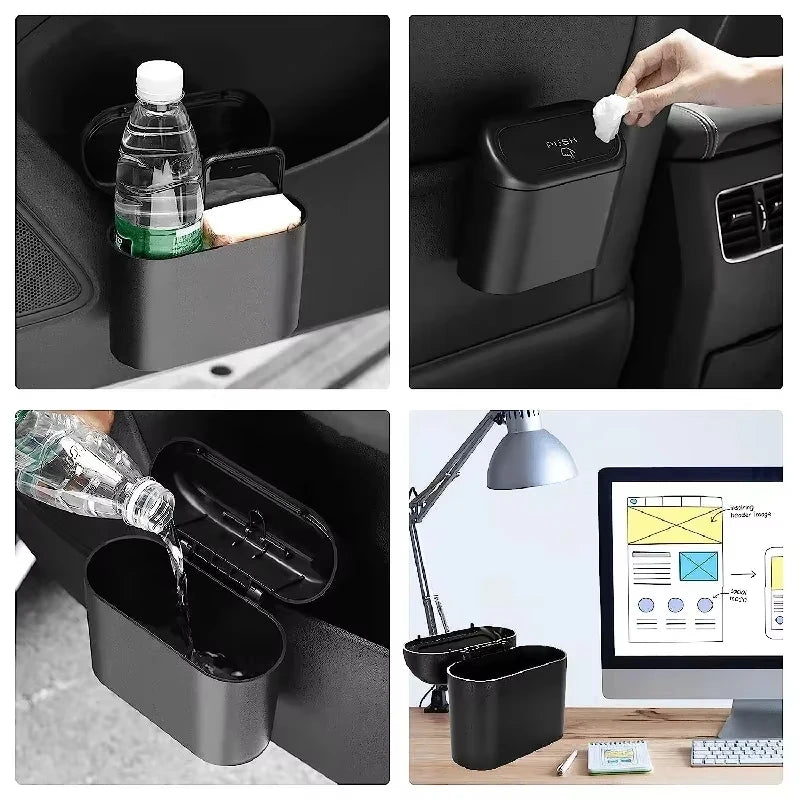 Car Trash Can (with Lid) Contains Garbage Bags, Small Car Trash Can, Leak-proof Mini Car Accessories