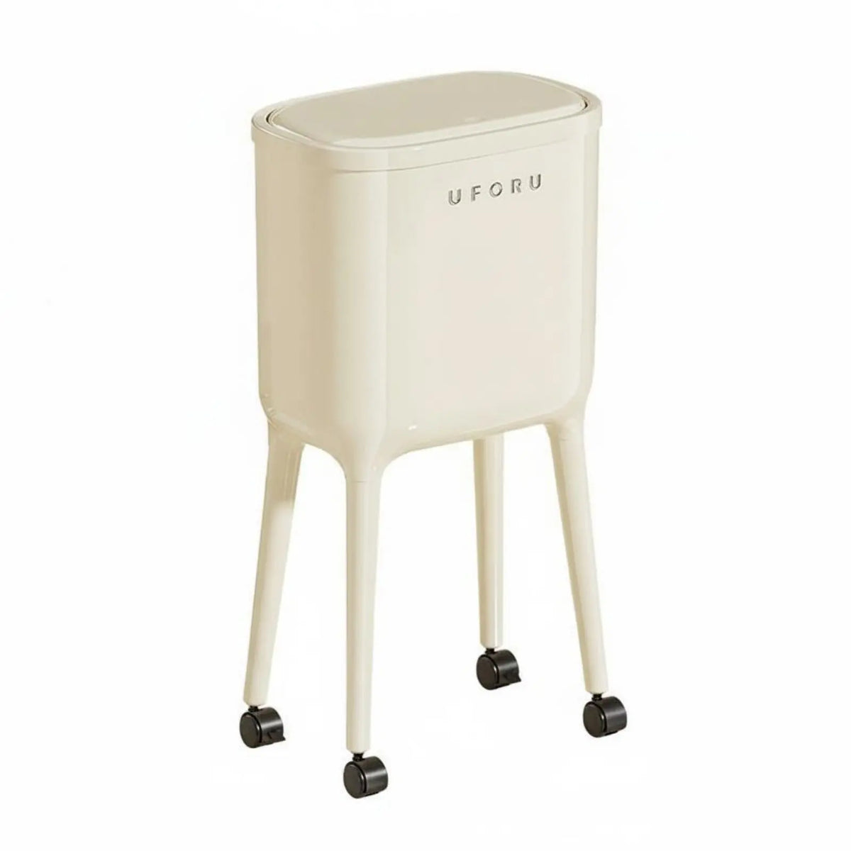 Trash Can with Wheels Large Capacity Press Top Garbage Can Rolling Kitchen Garbage Bin No-Bend Design Slim Kitchen Waste Basket