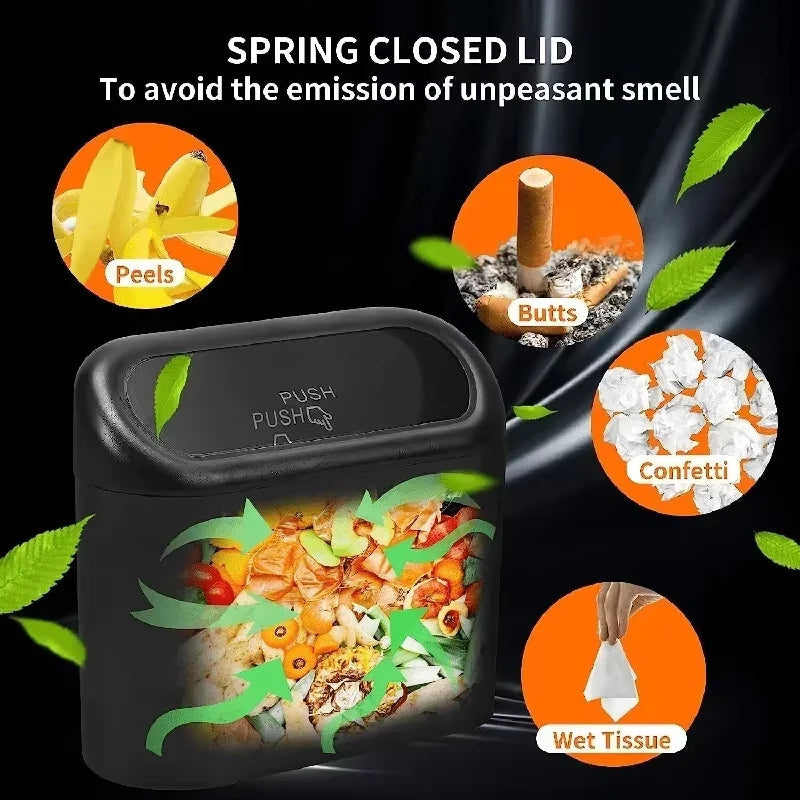 Car Trash Can (with Lid) Contains Garbage Bags, Small Car Trash Can, Leak-proof Mini Car Accessories