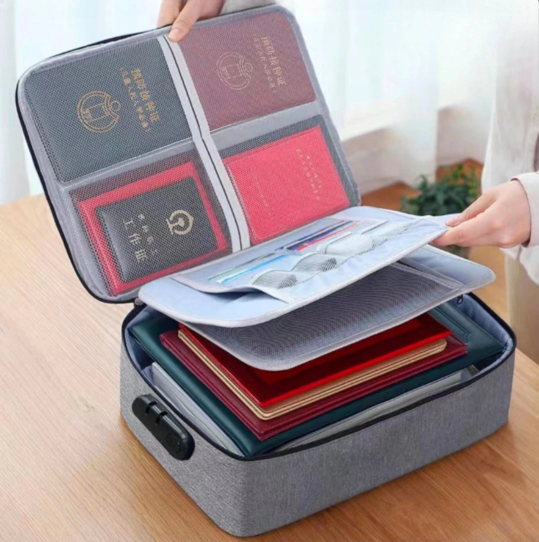 Document Organizer with Lock, Upgraded Heat Insulated Fireproof＆Water-Resistant Box 8 Layers File Organizer, Home Safe Storage