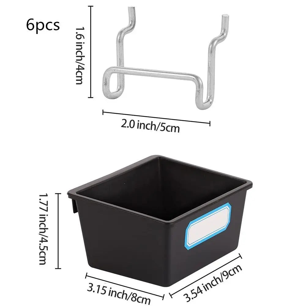 1/6 Set Office Workshop Organizing Accessories Tools Storage Pegboard Box Holder Hooks Pegboard Bins