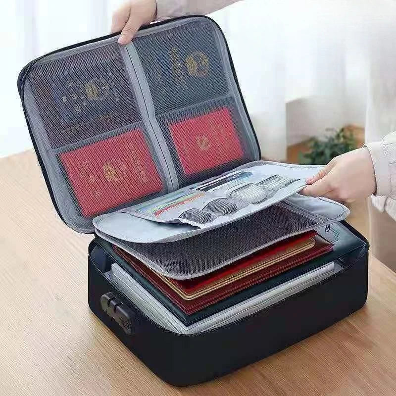 Document Organizer with Lock, Upgraded Heat Insulated Fireproof＆Water-Resistant Box 8 Layers File Organizer, Home Safe Storage
