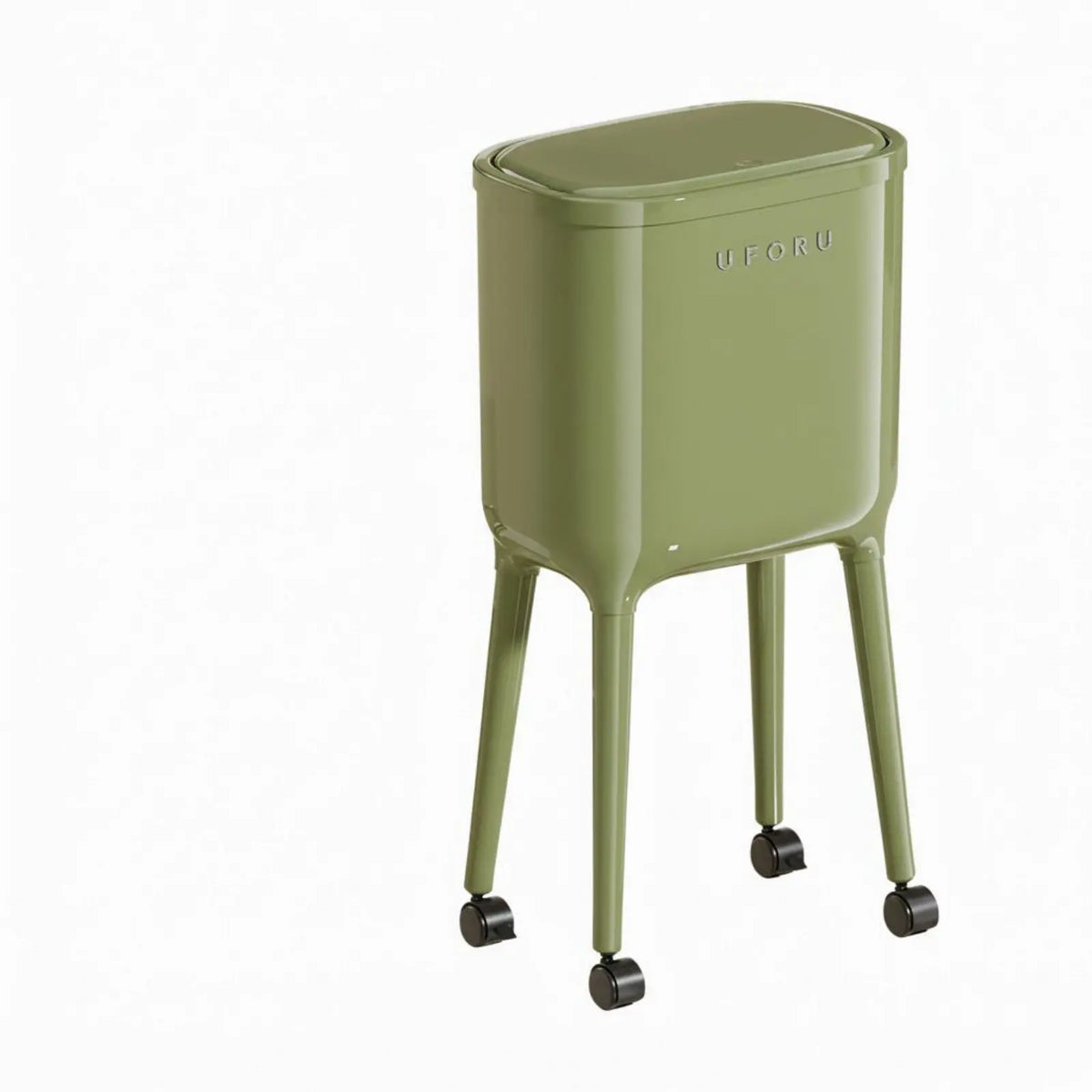 Trash Can with Wheels Large Capacity Press Top Garbage Can Rolling Kitchen Garbage Bin No-Bend Design Slim Kitchen Waste Basket