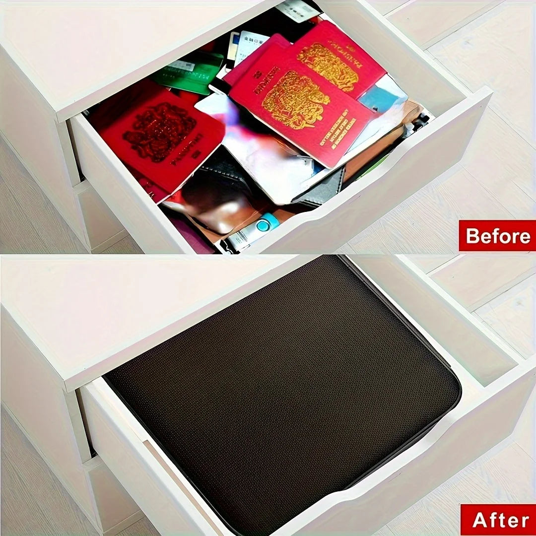 Document Organizer with Lock, Upgraded Heat Insulated Fireproof＆Water-Resistant Box 8 Layers File Organizer, Home Safe Storage