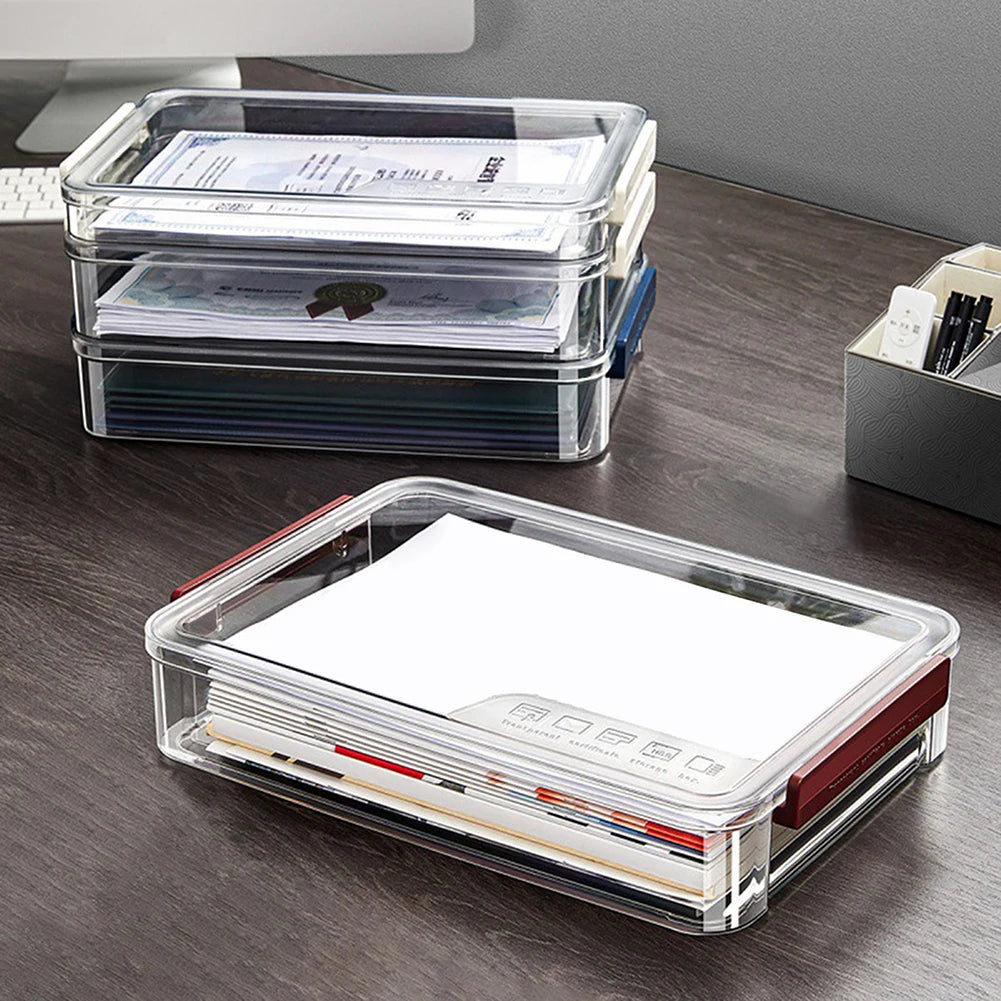 Dustproof Document Storage Box Large Capacity Stackable Portable Clear Containers Exam Paper Storage Box Office And Home Storage
