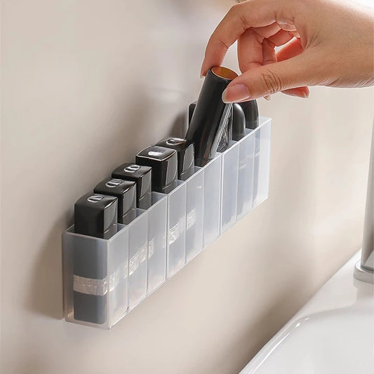 Mini Storage Box 3-Grid Plastic Makeup Brush Lipstick Storage Multi-Functional Desk Organizer for Home Kitchen Bathroom
