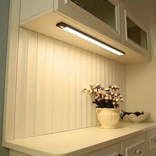 Motion Sensor LED Under Cabinet Light, Ultra Thin Wireless USB Rechargeable Closet Wardrobe Lamp for Kitchen Bedroom Indoor